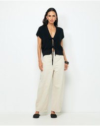 AERE - Ava Organic Cotton Tie Front Top