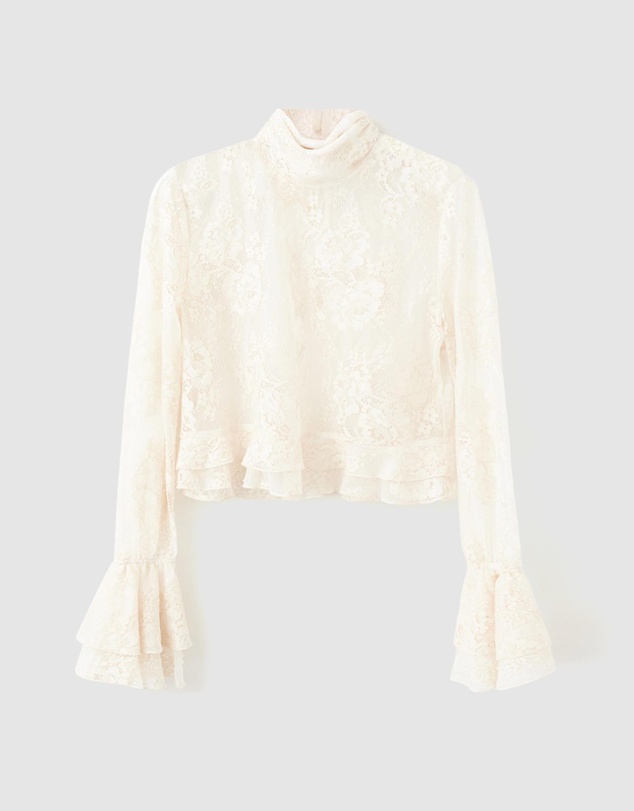 M.N.G - Ruffled Embroidered Blouse