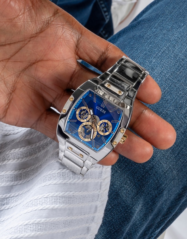 GUESS - Phoenix Silver Tone & Blue