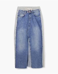 Desigual - Hybrid denim midi skirt