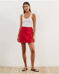 Atmos&Here - Jemima Linen Blend Mini Wrap Skirt