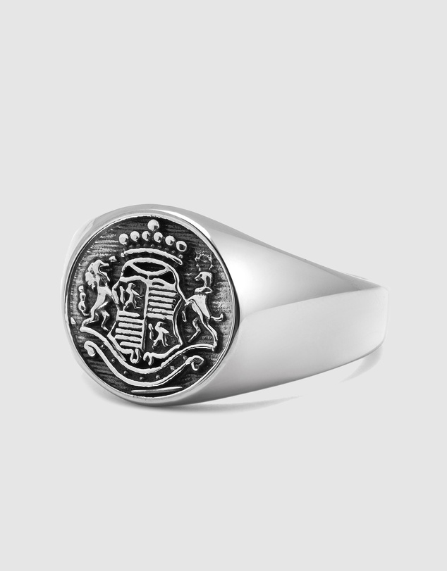 Nialaya Jewellery - Men's Stainless Steel Crest Ring