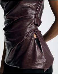Lover - Fleur Patent Leather Look Asymmetrical Top
