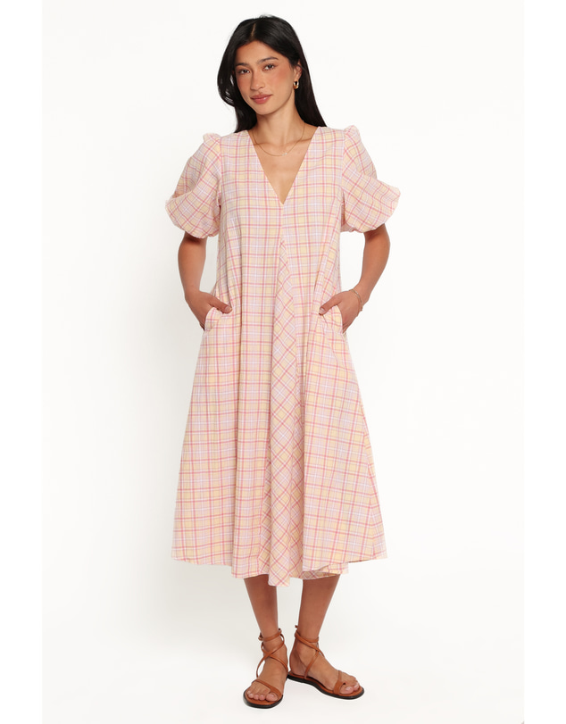 Petal & Pup - Patton Midi Dress - Butter Yellow Gingham