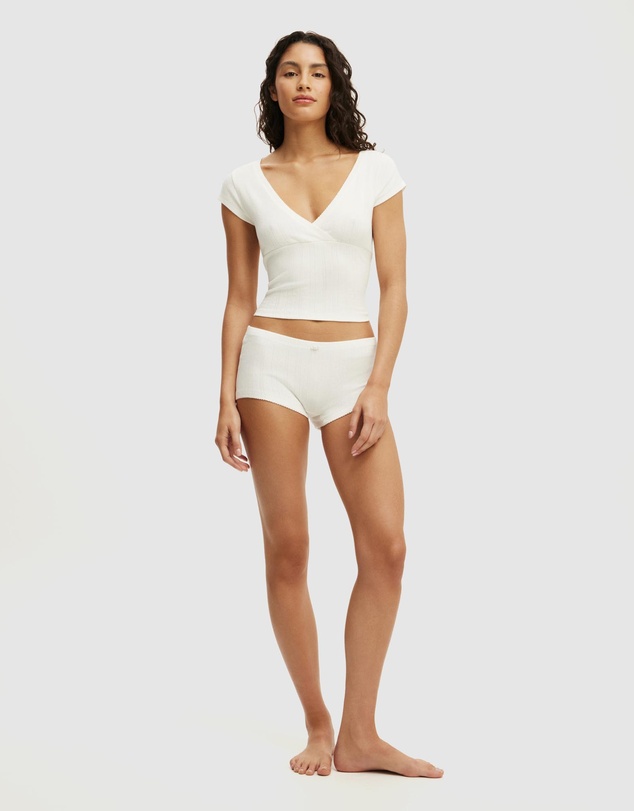 Cotton On Body - Dreamy Soft Pointelle Cross Over Tee