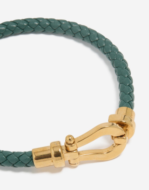Lovisa - Waterproof Gold Plated Stainless Steel Turquoise PU Leather Braided Chunky Link Bracelet