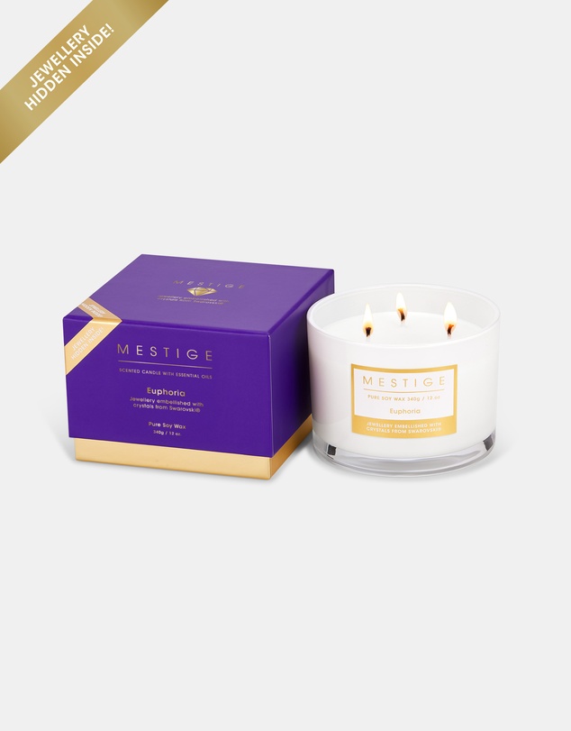 Mestige - Euphoria Scented Soy Candle 340g - Hidden Jewellery Embellished with crystals from Swarovski