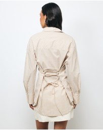 AERE - Fiora Cinched Waist Check Shirt