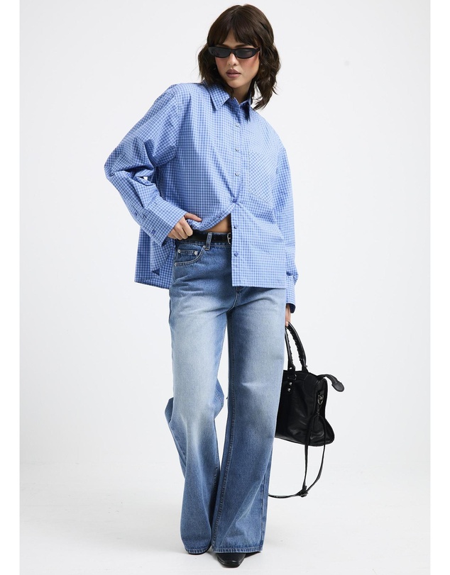 Subtitled - Savannah Plaid Long Sleeve Oversized Shirt
