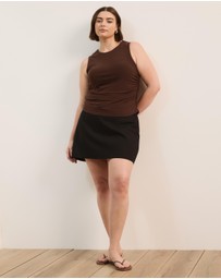 Atmos&Here Curvy - Cassidy Linen Blend Tailored Skort