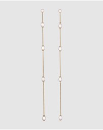 Elli Jewelry - Earrings Stud White Freshwater Pearls 925 Sterling Silver Gold Plated