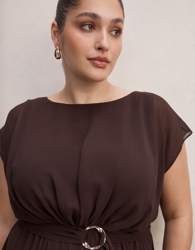 Forever New Curve - Jane Curve Sheer Draped Midi Dress