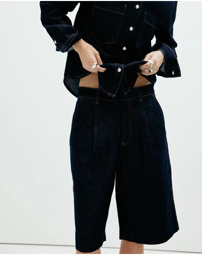 M.N.G - Straight Fit Pleat Bermuda Shorts
