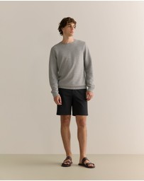 Trenery - Cotton Mouline Textured Crew Knit in Grey Melange
