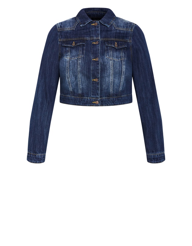 City Chic - Plus size Clara Denim Jacket - mid wash