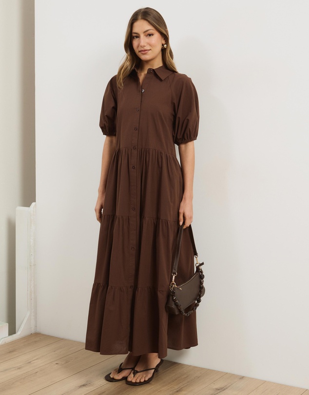 Atmos&Here - Alexis Tiered Button Through Midi Dress