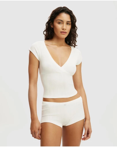 Cotton On Body - Dreamy Soft Pointelle Cross Over Tee