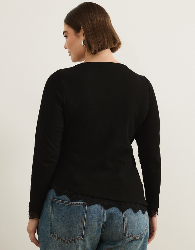 Atmos&Here Curvy - Sienna Long Sleeve Lace Jersey Top