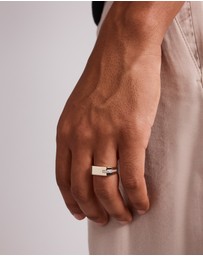 Michael Hill - Diamond Accent Men's Signet Ring in 10kt Yellow and White Gold