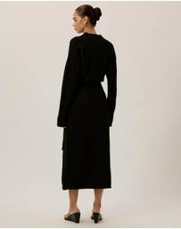 Tussah - Ella Knitted Wrap Front Long Sleeve Midi Dress