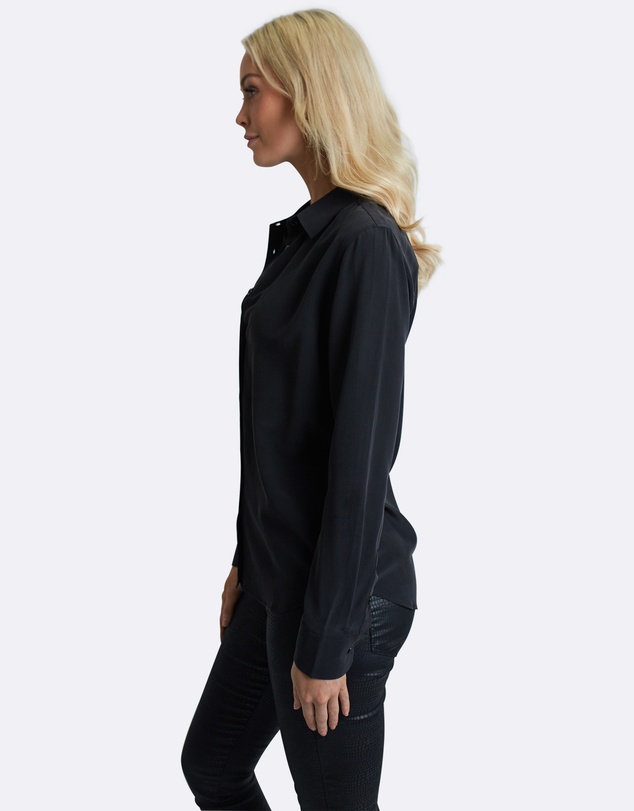 The Fable - Midnight Black Silk Shirt