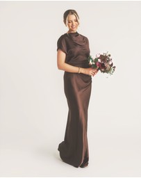 Six Stories - Batwing High Neck Satin Bridesmaid Dress