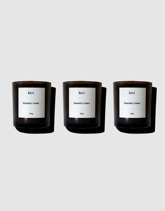 Kirri by Scent Australia Home - Country Linen Candle (220g) Trio