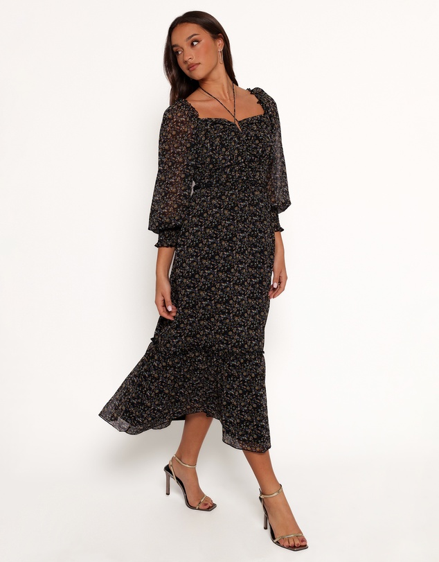 Petal & Pup - Keziah Long Sleeve Maxi Dress - Navy Ditsy Floral