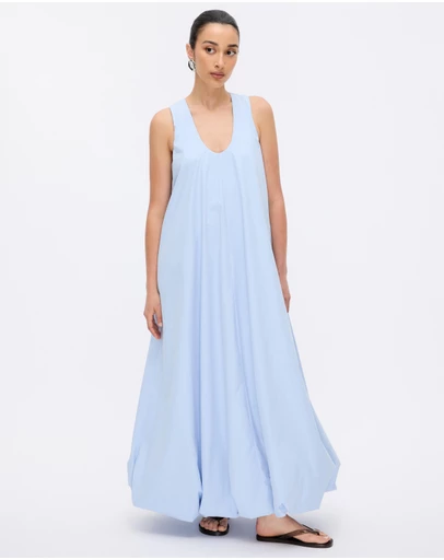 Minima Esenciales - Luna Cotton Bubble Hem Maxi Dress