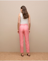 Trenery - Linen Tapered Leg Pant in Pink Peony