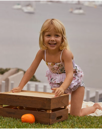 Aqua Blu Kids - Flutter Tiered Frill Tankini Set - Babies