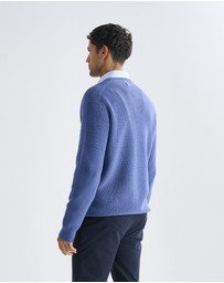 3 Wise Men - 3 Wise Men Drake Crew Neck Wool Blend Knit - Vintage Blue
