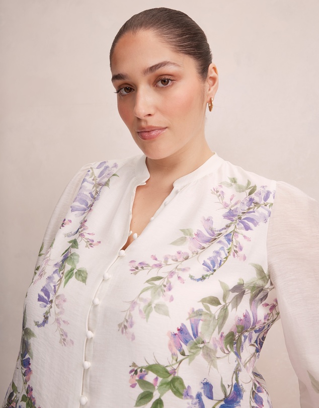 Forever New Curve - Dove Curve Placement Printed Blouse
