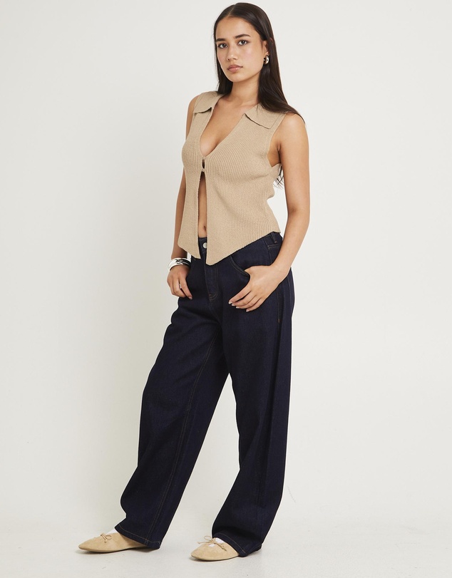 Subtitled - Meryl Ribbed Collar Knit Top