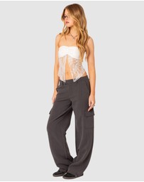 EDIKTED - Twilight Sheer Lace split front top