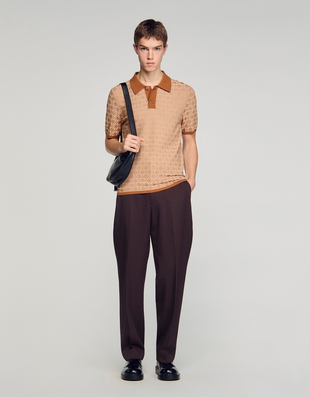 Sandro - Cross Knit Polo Sweater