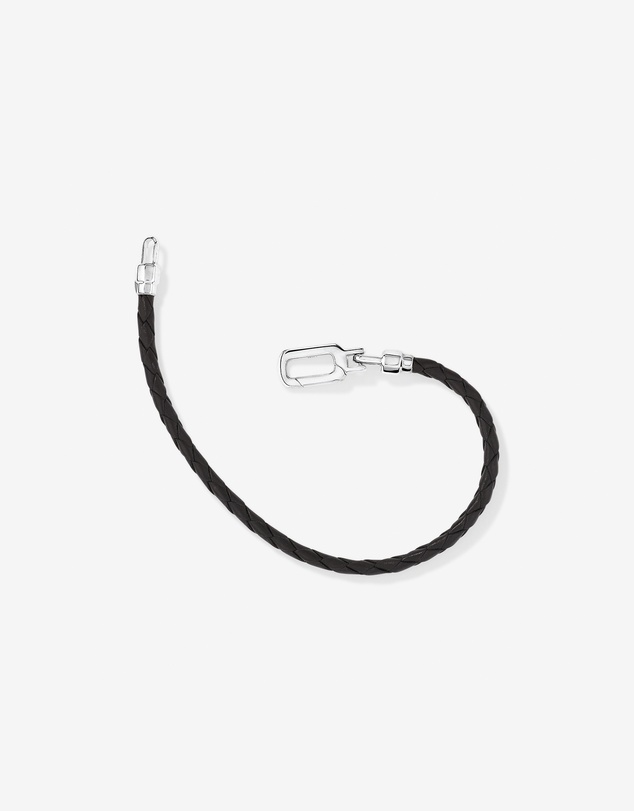 Michael Hill - Men's Braided Leather Bracelet with Sterling Silver