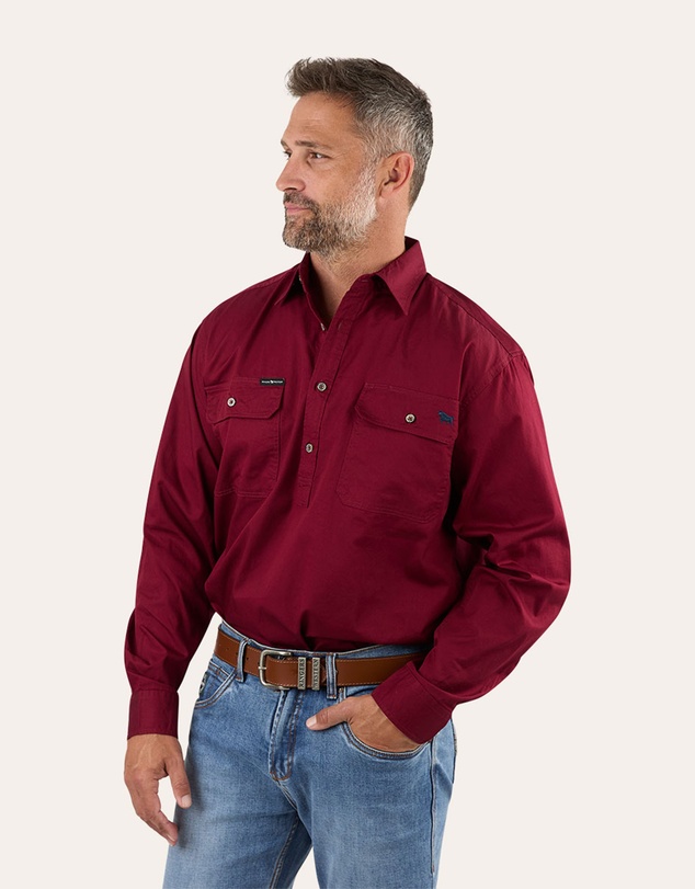 Ringers Western - King River Mens Half Button Work Shirt