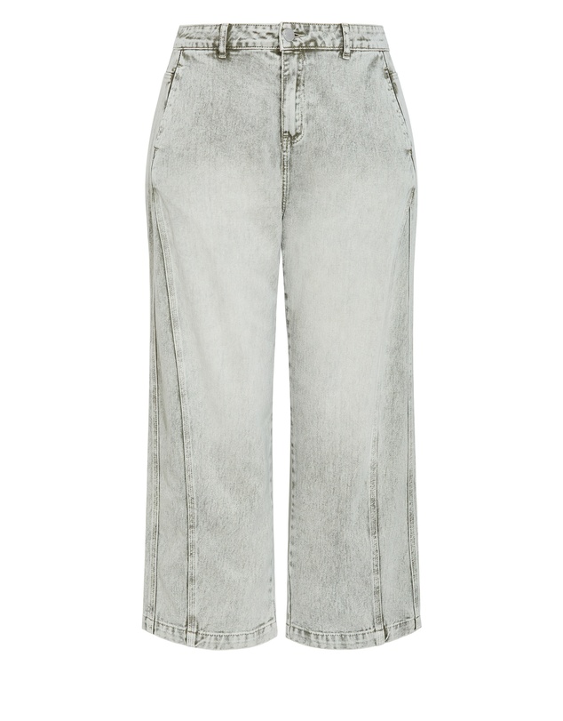 City Chic - Plus size Harley Fit Tess Barrel Leg Ankle Grazer Jean - sage acid wash