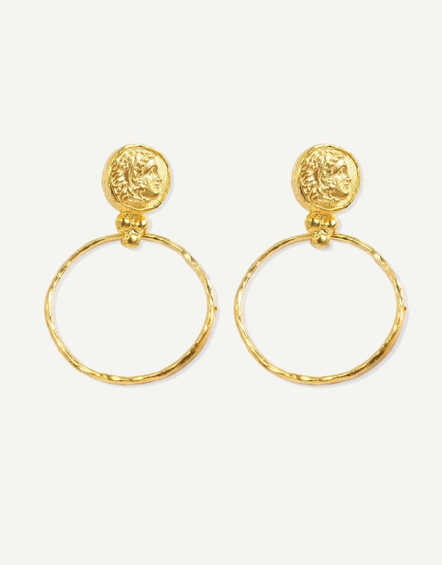 Ottoman Hands - Myia Gold Coin Front Hoop Earrings