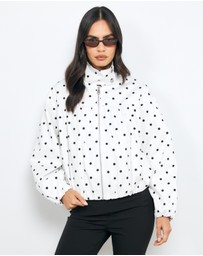 AERE - Polka Dot Funnel Neck Bomber