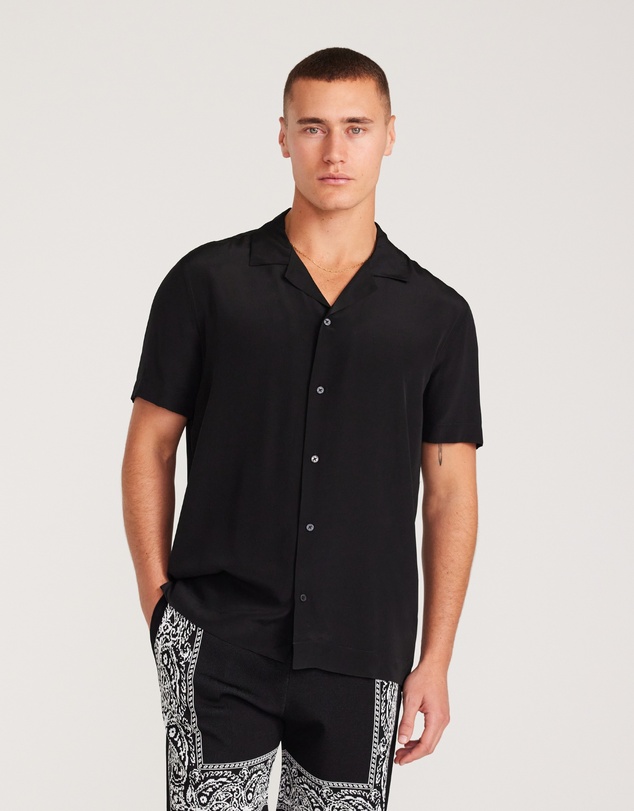 Calibre - Camp Collar Silk Shirt Black