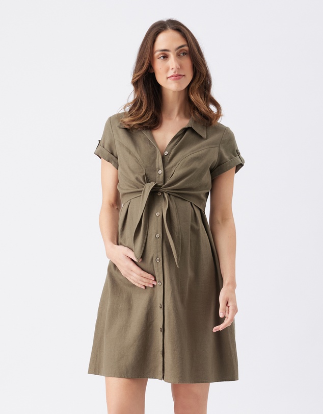 Ripe Maternity - Colette Tie Up Linen Dress