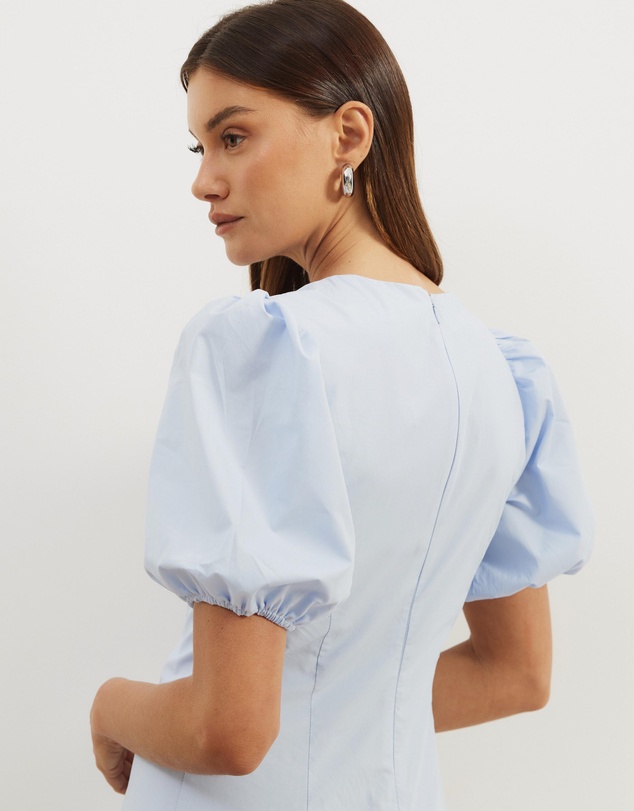 Atmos&Here - Ally Cotton Puff Sleeve Midi Dress