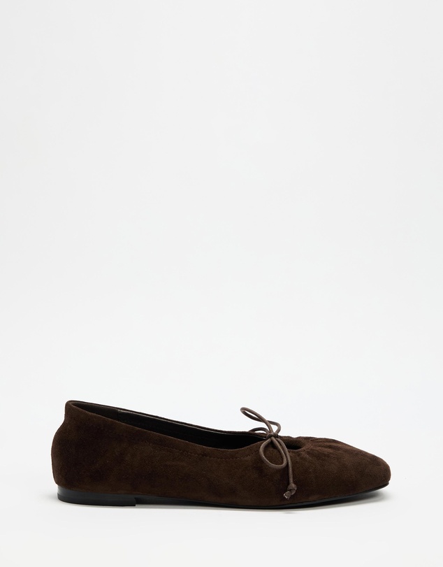 AERE - Cut Out Suede Ballet Flats - Women's