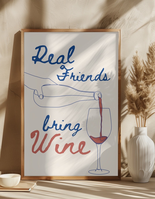Olive et Oriel - Real Friends Bring Wine by Ohkimiko Art Print