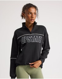 Upstate - Half Zip Panelled Crew - Black Piping