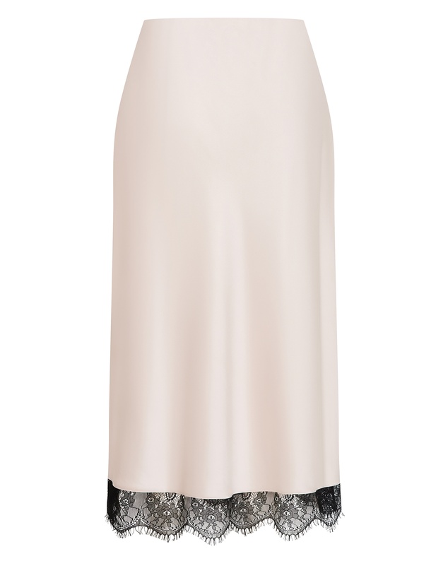 City Chic - Plus size Orielle Contrast Lace Hem Skirt - champagne