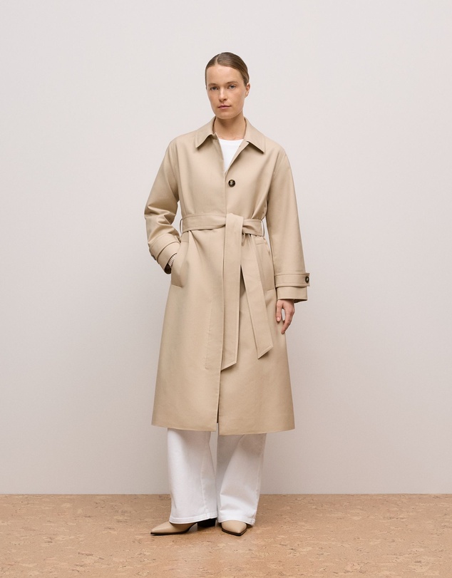 Trenery - Double Cloth Longline Trench Coat in Putty