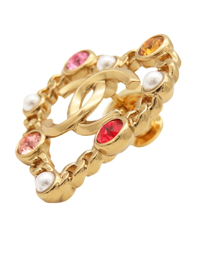 Pre-Loved by Azura Reborn - Pre-Loved CC Gold Plated Rhinestone Faux Pearl Heart Brooch